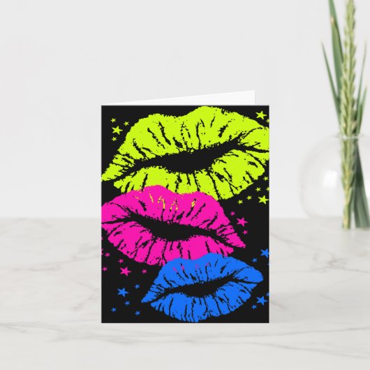 Corey Tiger 80s  Lips & Stars Kisses Kaart (Voorkant)