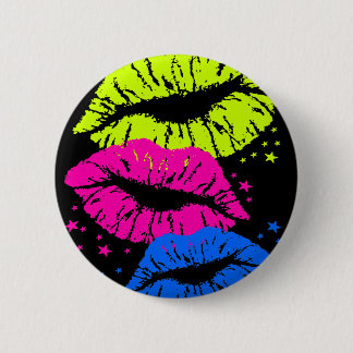 Corey Tiger 80s  Lips & Stars Kisses Ronde Button 5,7 Cm