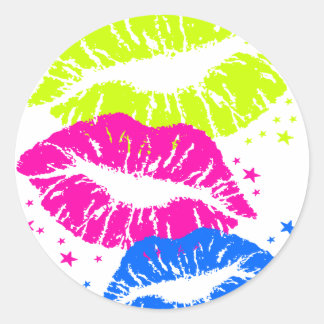 Corey Tiger 80s  Lips & Stars Kisses Ronde Sticker