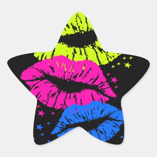 Corey Tiger 80s Lips & Stars Ster Sticker (Voorkant)