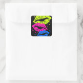 Corey Tiger 80s Lips & Stars Vierkante Sticker (Tas)