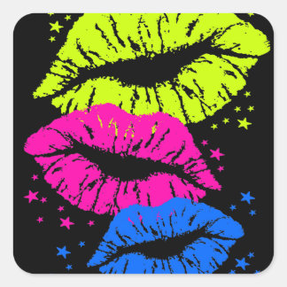 Corey Tiger 80s Lips & Stars Vierkante Sticker