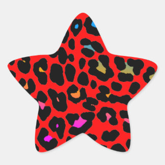 Corey Tiger 80s Luipaard Vlekken (rood) Ster Sticker