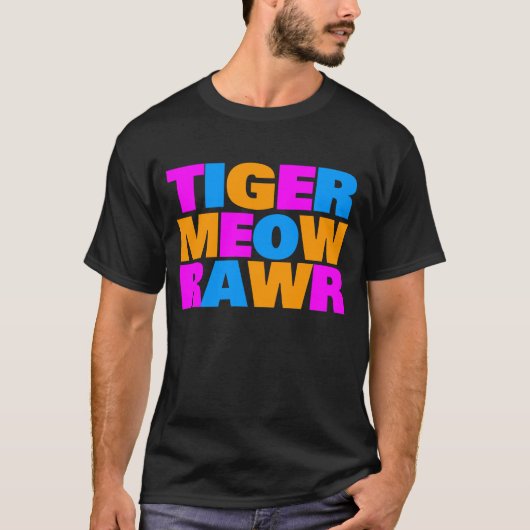 COREY TIGER 80's MULTI MEOW RAWR T-shirt (Voorkant)