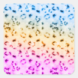 Corey Tiger 80s Multicolor Snow Leopard Vierkante Sticker