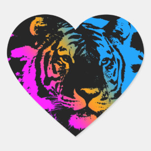Corey Tiger 80s Multicolor Tiger Face Hart Sticker