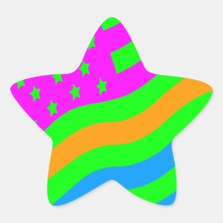 Corey Tiger 80s Neon Amerikaanse Vlag Ster Sticker