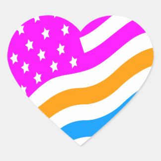 Corey Tiger 80s Neon Amerikaanse Vlag USA Hart Sticker