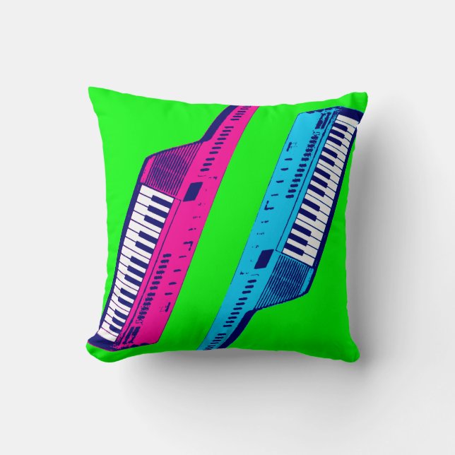 Corey Tiger 80s  Neon Keytar Kussen (Voorkant)