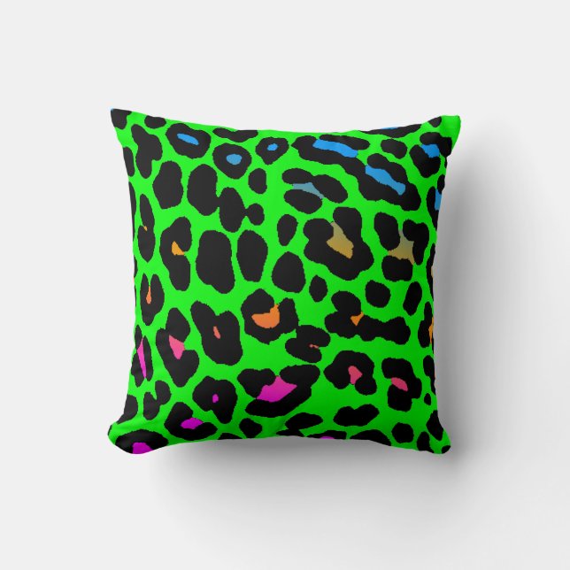 Corey Tiger 80s  Neon Leopard Print Kussen (Voorkant)