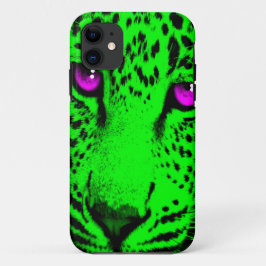 Corey Tiger 80s Neon Luipaard Gezicht (Groen) Case-Mate iPhone Case
