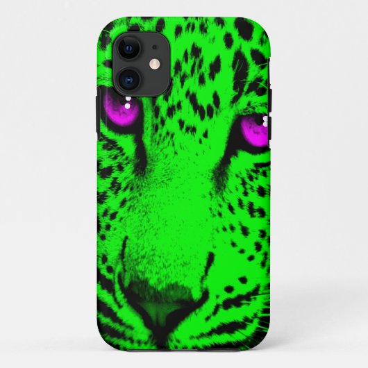 Corey Tiger 80s Neon Luipaard Gezicht (Groen) Case-Mate iPhone Case (Achterkant)