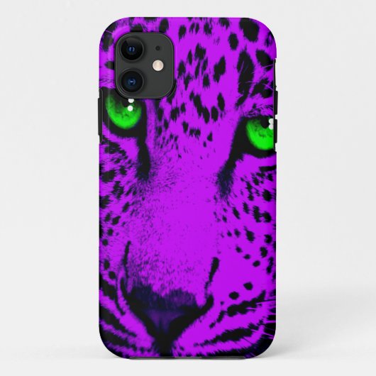 Corey Tiger 80s Neon Luipaard Gezicht (Paars) Case-Mate iPhone Case (Achterkant)