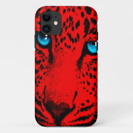Corey Tiger 80s Neon Luipaard Gezicht (Rood) Case-Mate iPhone Case