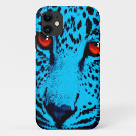 Corey Tiger 80s Neon Luipaard Gezicht (Teal Blauw) Case-Mate iPhone Case