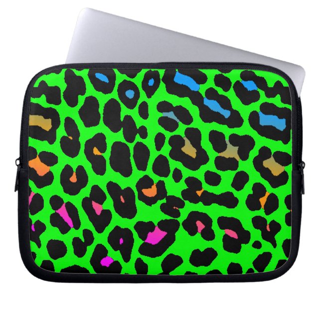 Corey Tiger 80s Neon Luipaardprint Laptop Sleeve (Voorkant)