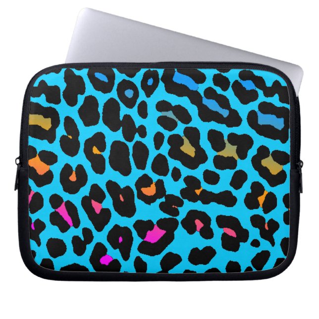 Corey Tiger 80s Neon Luipaardprint Laptop Sleeve (Voorkant)