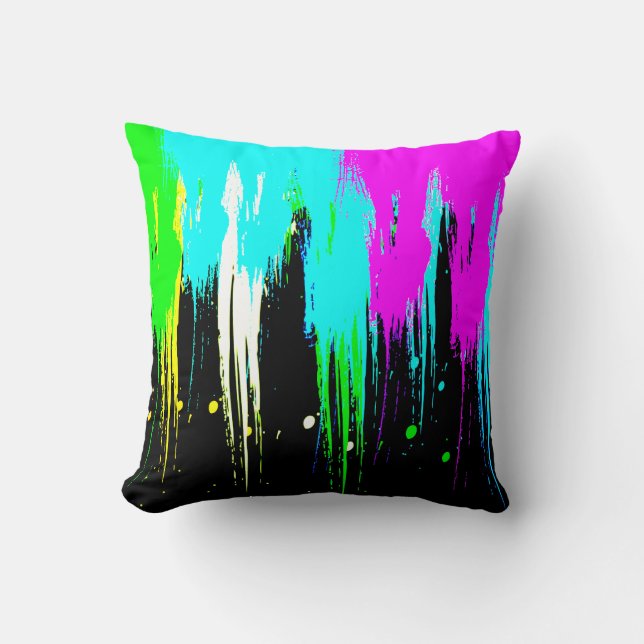 Corey Tiger 80s  Neon Paint Drip Kussen (Voorkant)