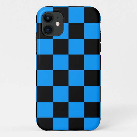 Corey Tiger 80s Neon Schaakbord (Blauw) Case-Mate iPhone Case (Achterkant)