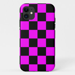 Corey Tiger 80s Neon Schaakbord (Fuchsia Roze) iPhone 11 Hoesje