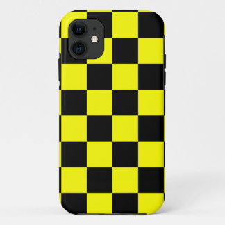 Corey Tiger 80s Neon Schaakbord (Geel) iPhone 11 Hoesje