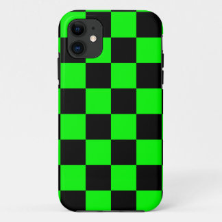 Corey Tiger 80s Neon Schaakbord (Groen) iPhone 11 Hoesje