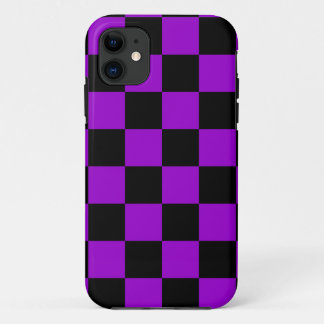Corey Tiger 80s Neon Schaakbord (Paars) iPhone 11 Hoesje