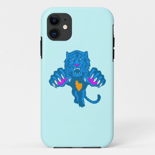 Corey Tiger 80s Neon Springende Tijger (Blauw) Case-Mate iPhone Case (Achterkant)