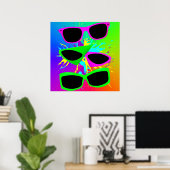 Corey Tiger 80s Neon Sunbril Splatter Poster (Thuiskantoor)
