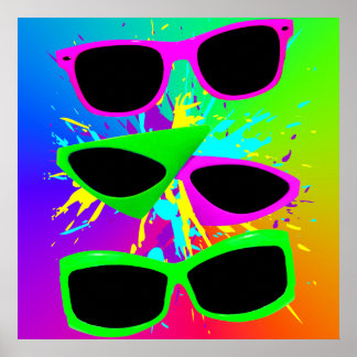 Corey Tiger 80s Neon Sunbril Splatter Poster
