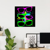 Corey Tiger 80s Neon Sunbril Splatter Poster (Thuiskantoor)
