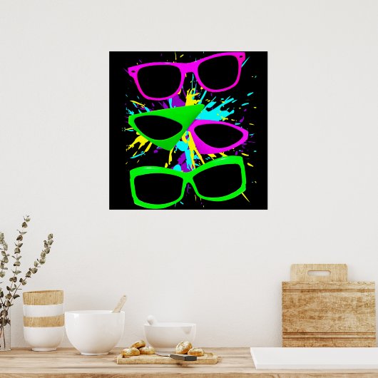 Corey Tiger 80s  Neon Sunbril Splatter Poster (Keuken)