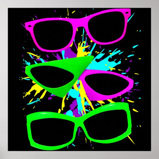 Corey Tiger 80s Neon Sunbril Splatter Poster (Voorkant)