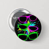 Corey Tiger 80s Neon Sunbril Splatter Ronde Button 5,7 Cm (Voorkant /achterkant)