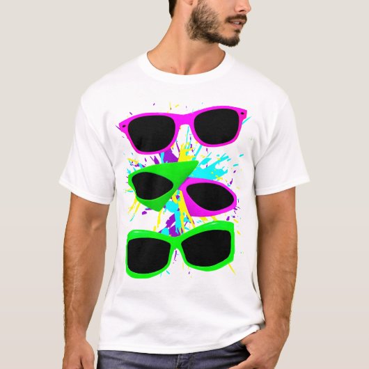 Corey Tiger 80s Neon Sunbril Splatter T-shirt (Voorkant)