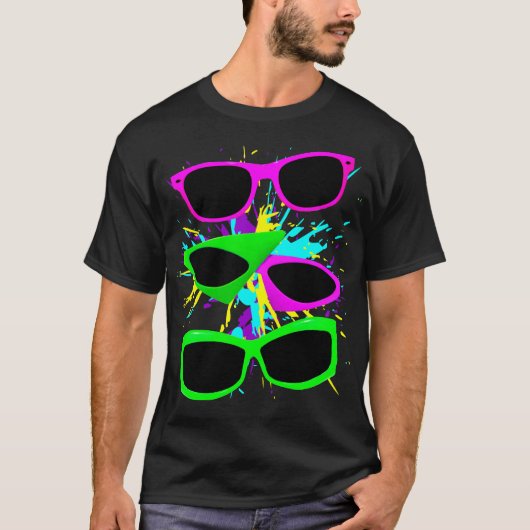 Corey Tiger 80s  Neon Sunbril Splatter T-shirt (Voorkant)