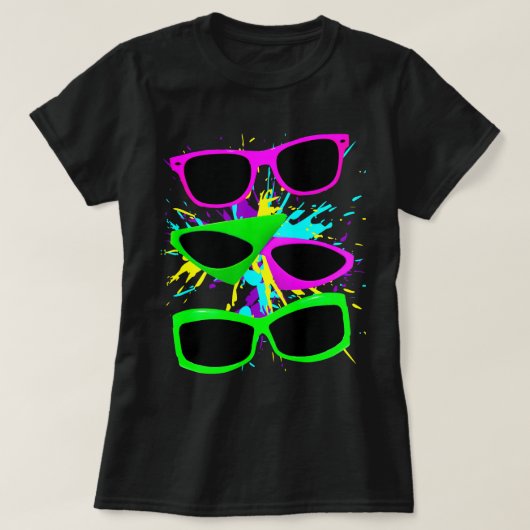 Corey Tiger 80s Neon Sunbril Splatter T-shirt (Design voorkant)