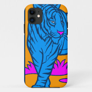 Corey Tiger 80s Neon Tijger (Blauw) iPhone 11 Hoesje