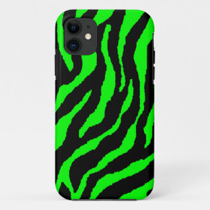 Corey Tiger 80s Neon Tijgerstrepen (Groen) iPhone 11 Hoesje