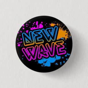 Corey Tiger 80s  New Wave Neon Splatter Ronde Button 3,2 Cm