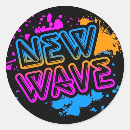 Corey Tiger 80s  New Wave Neon Splatter Ronde Sticker (Voorkant)