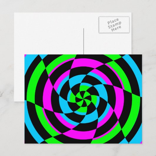 Corey Tiger 80's  Op Art Briefkaart (Voorkant / Achterkant)