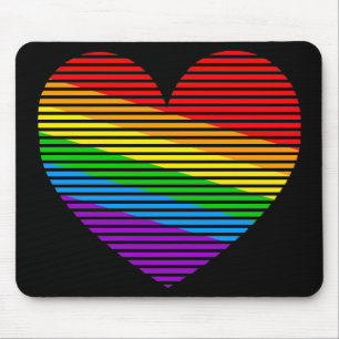 Corey Tiger 80s Rainbow Stripe Heart Mousepad Muismat