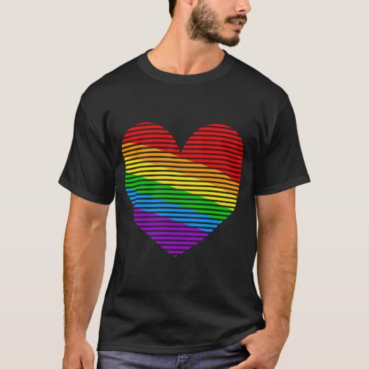 Corey Tiger 80s Rainbow Stripe Heart Shirt (Voorkant)