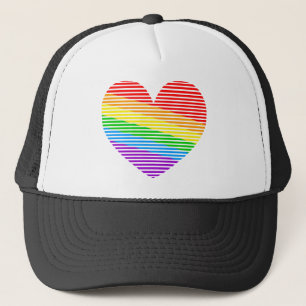 Corey Tiger 80s Rainbow Stripe Heart Trucker Hat Trucker Pet