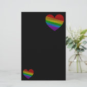 Corey Tiger 80s Regenboog Streep Hart Briefpapier (Staand voorkant)