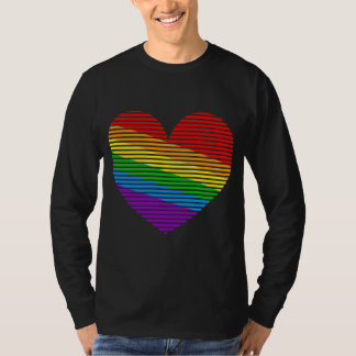 Corey Tiger 80s Regenboog Streep Hart Lange Mouwen T-shirt