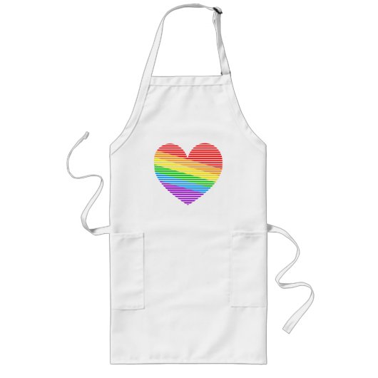 Corey Tiger 80s Regenboog Streep Hart Lange Schort (Voorkant)