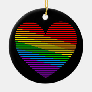 Corey Tiger 80s Regenboog Streep Hart Ornament