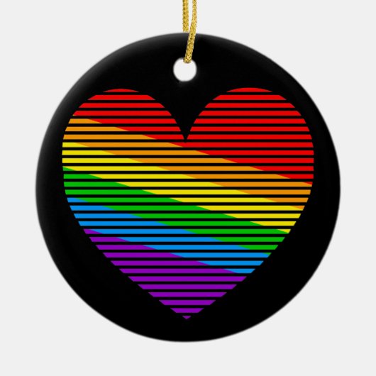 Corey Tiger 80s Regenboog Streep Hart Ornament (Voorkant)